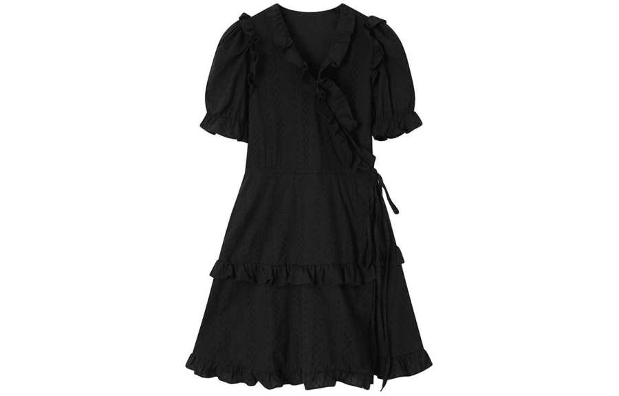 MUQINGQING Short Sleeved Dress Women's Black