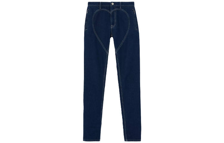 Burberry Heart Stitched Straight Leg Jeans Blue