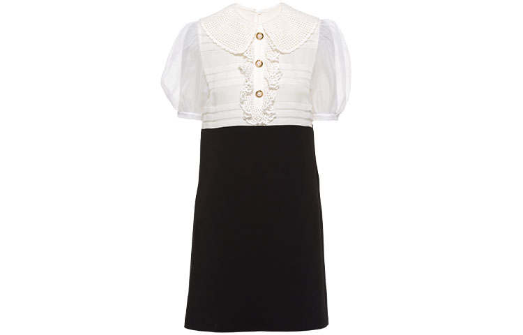 MIU MIU FW21 Short Sleeved Dress Women's Black White