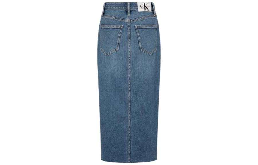 Calvin Klein Denim Long Skirts Women's Denim Blue Moderate Mid Length Bodycon Skirt