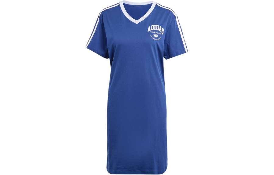 Adidas Originals Vrct Graphic Tee Dress Short Sleeved Dress Women's Dark Blue
