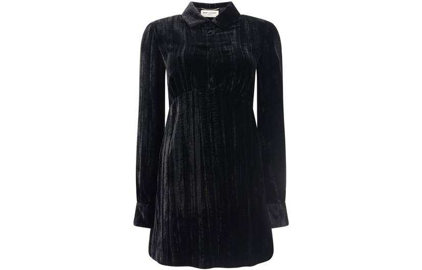 SAINT LAURENT Button Detailed Long-Sleeved Dress