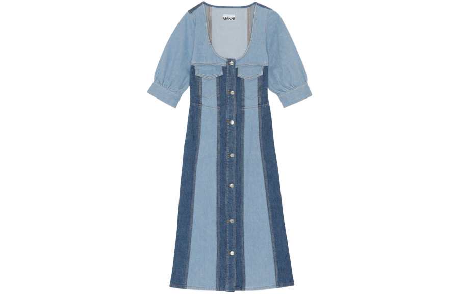 GANNI Short Sleeved Dress Women's Blue