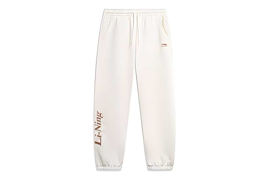 Li-Ning Li Ning Sports Life Collection Letter Print Lace Up Elastic Cuff Thickened And Fleece Lined Knitted Sweatpants Women's