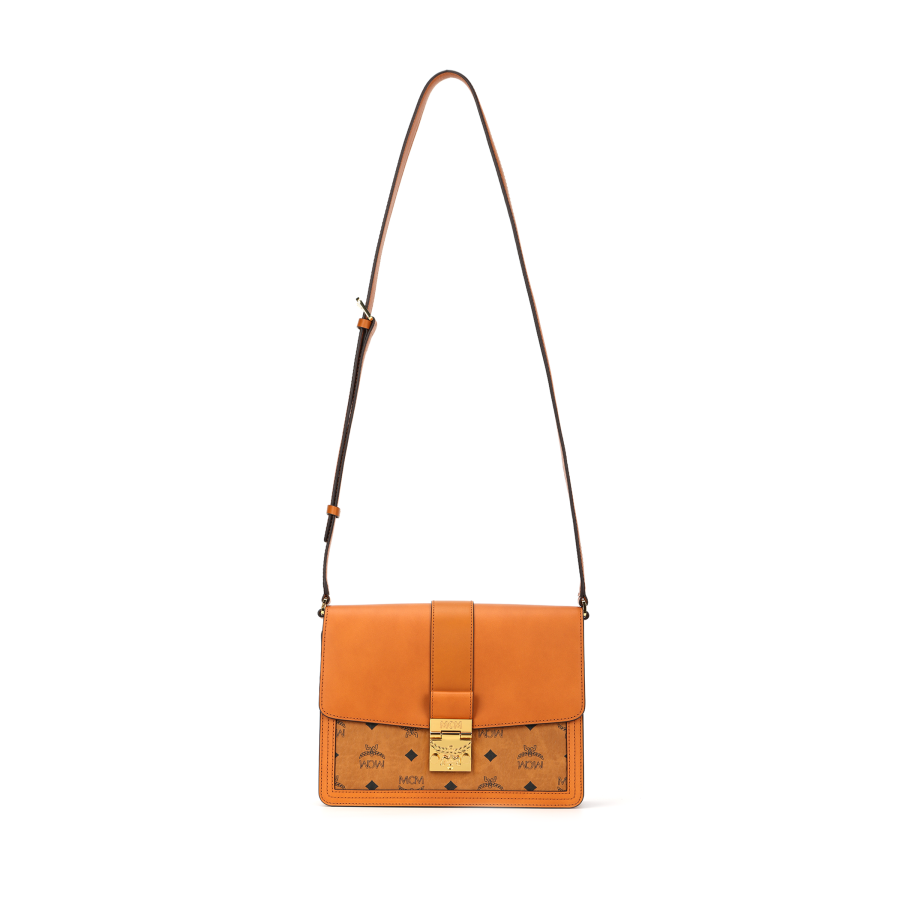 MCM Coated Canvas With Cow Leather Shoulder Bag Medium Women's Brown & Cognac