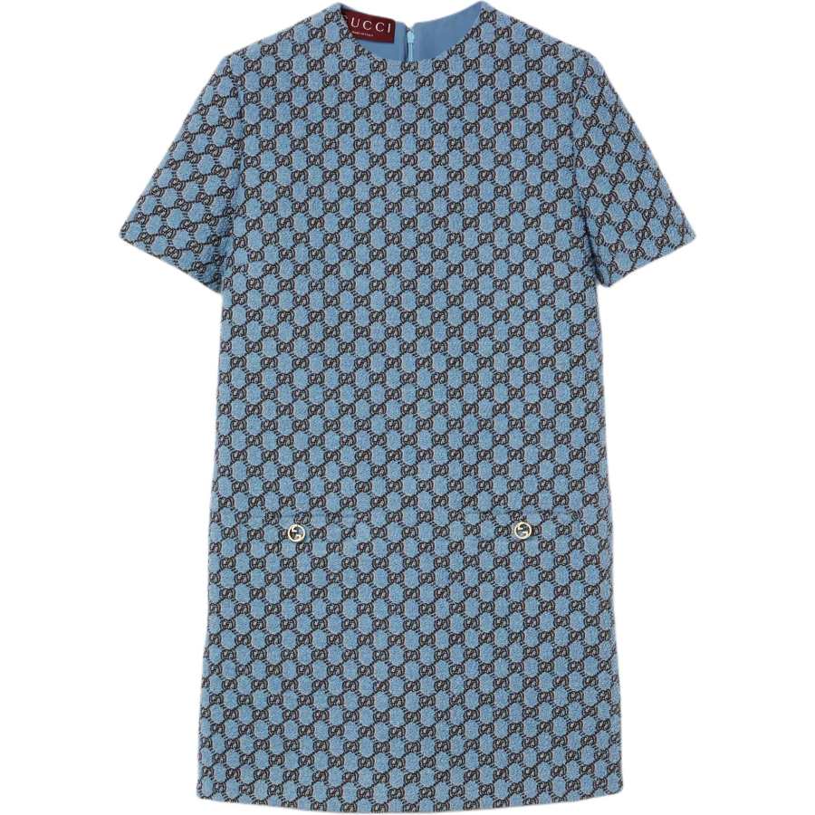 GUCCI Embroidered Tweed Zip-Up Dress