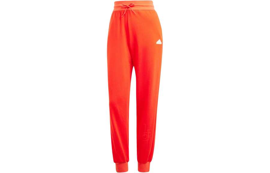 Adidas Adidas French Terry Print Regular Pants Knitted Sweatpants Women's Orange