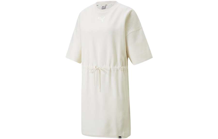PUMA Short Sleeved Dresses Women's Beige Crew Neck Moderate Short