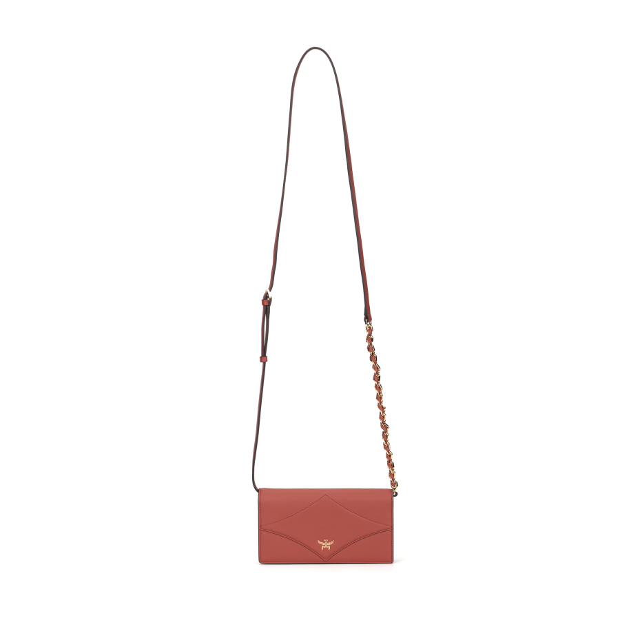 MCM Calfskin Shoulder Bag, Crossbody Bag, Wallet Large Women's Coconut Shell Brown
