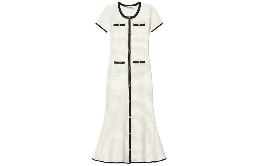 Self-portrait Self portrait Short Sleeved Dress Women's White & Black