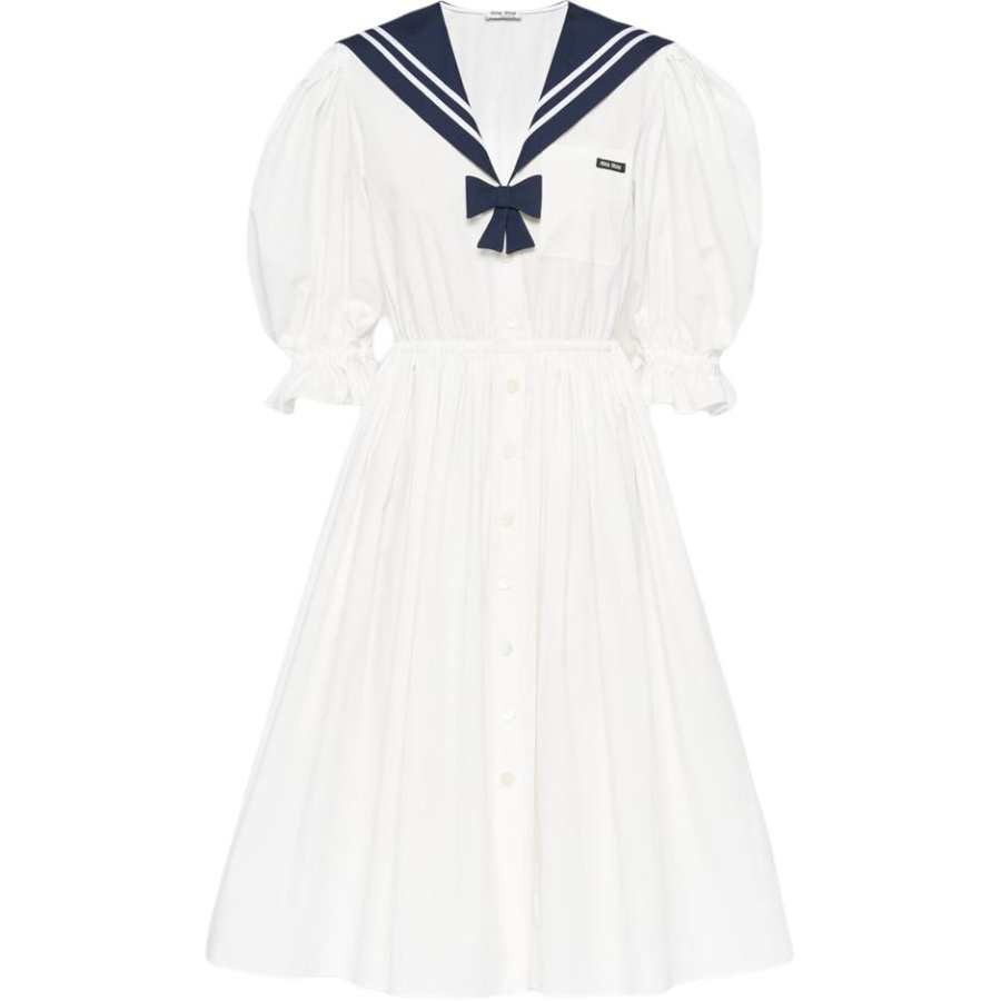 MIU MIU FW21 Short Sleeved Dress Women's White