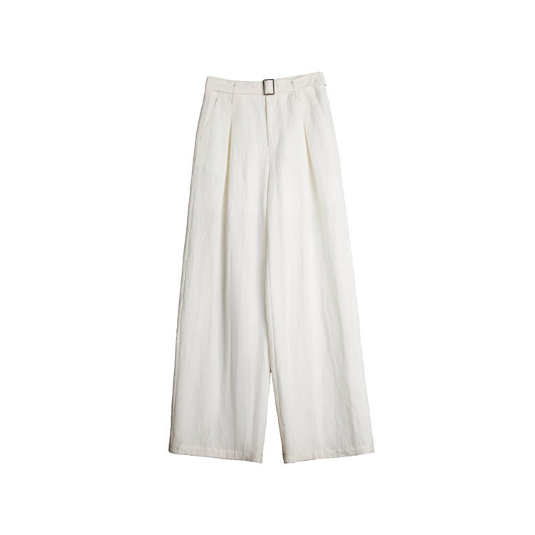 ELLE Casual Pants Women's Ecru Moderate Straight Fit Pants