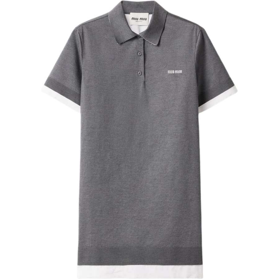 MIU MIU Short Sleeved Dress Women's Gray