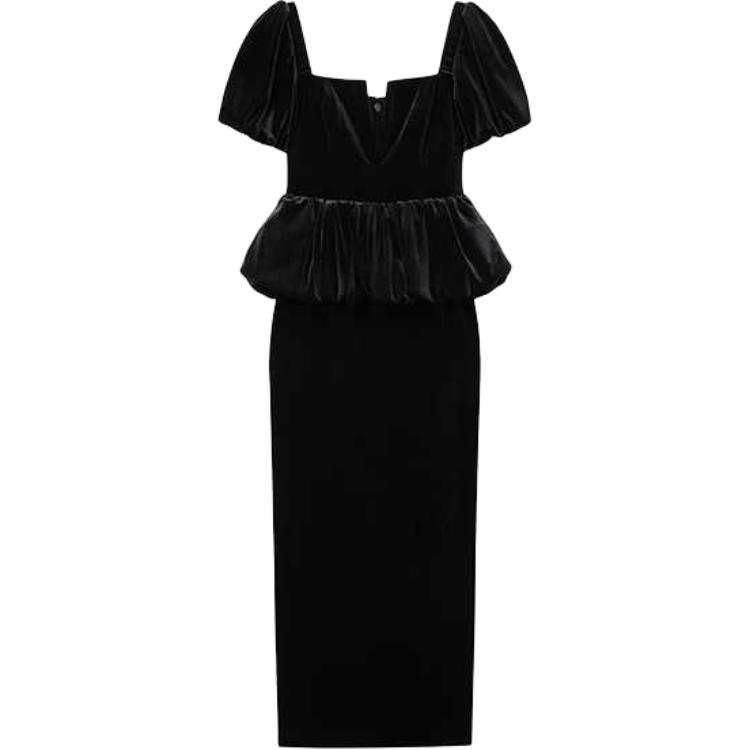 Self-portrait Velvet Peplum Midi Dress