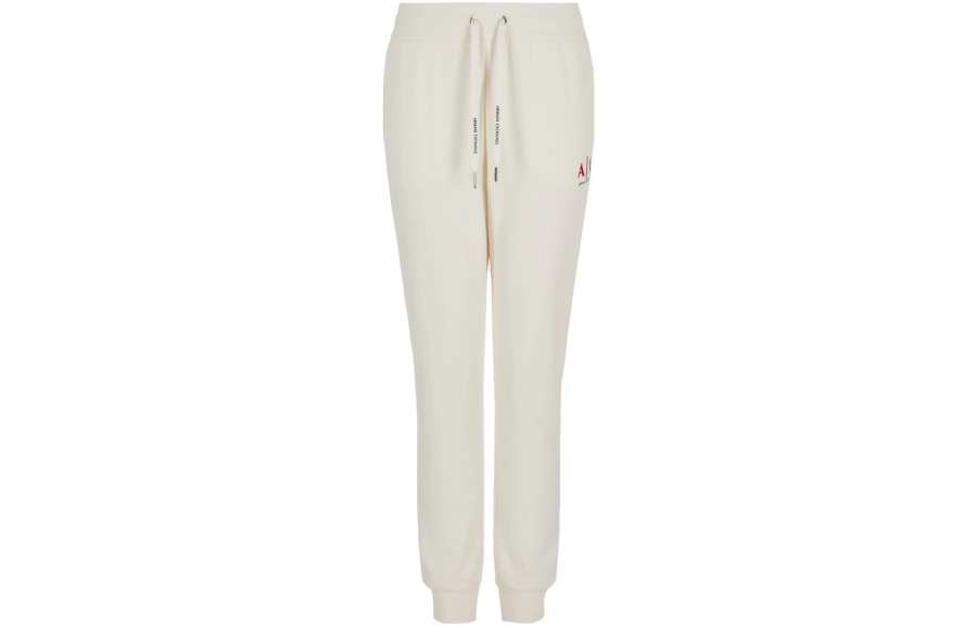 ARMANI EXCHANGE Knitted Sweatpants Women's Ecru Moderate Cuffed Pants