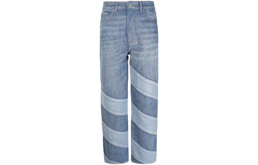 GANNI Jeans Women's Blue Moderate Straight Fit Pants