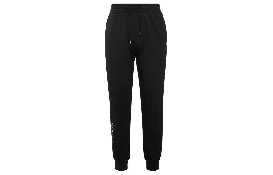 FILA FUSION Knitted Sweatpants Women's Black Moderate Cuffed Pants