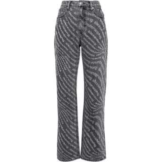 Alexander Wang Ez Logo Newsprint Mid Rise Jeans