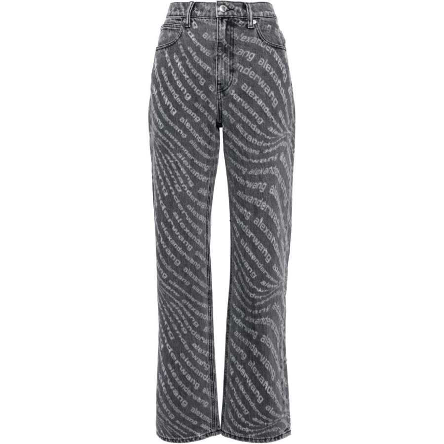 Alexander Wang Ez Logo Newsprint Mid Rise Jeans
