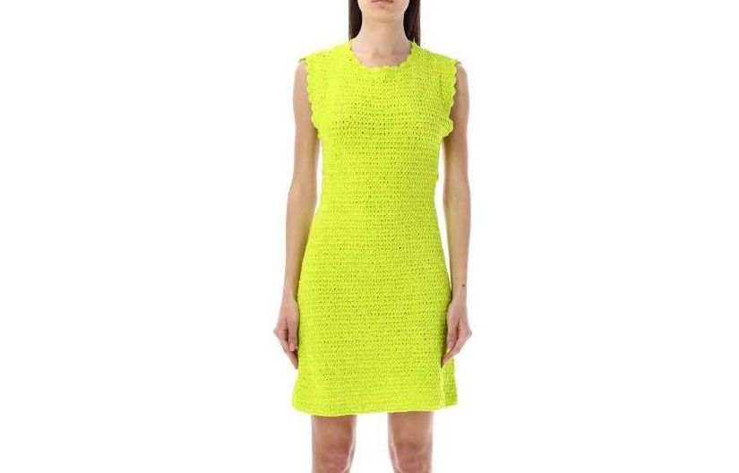 GANNI Sleeveless Dresses Women's Neon Green Crew Neck Moderate