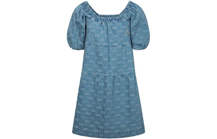 EVISU Dress Women's Denim Blue All Over Print