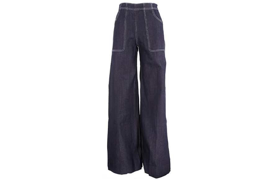 Burberry Jeans Women's Blue Moderate Wide Leg Pants