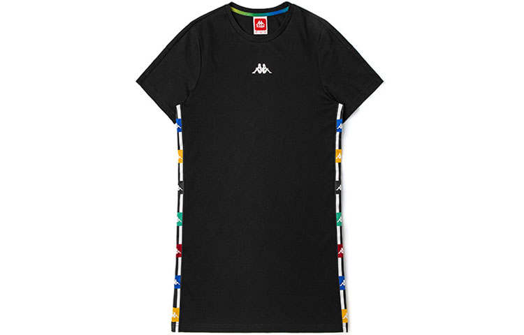 Kappa Short Sleeved Dresses Women's Black Crew Neck Moderate Short