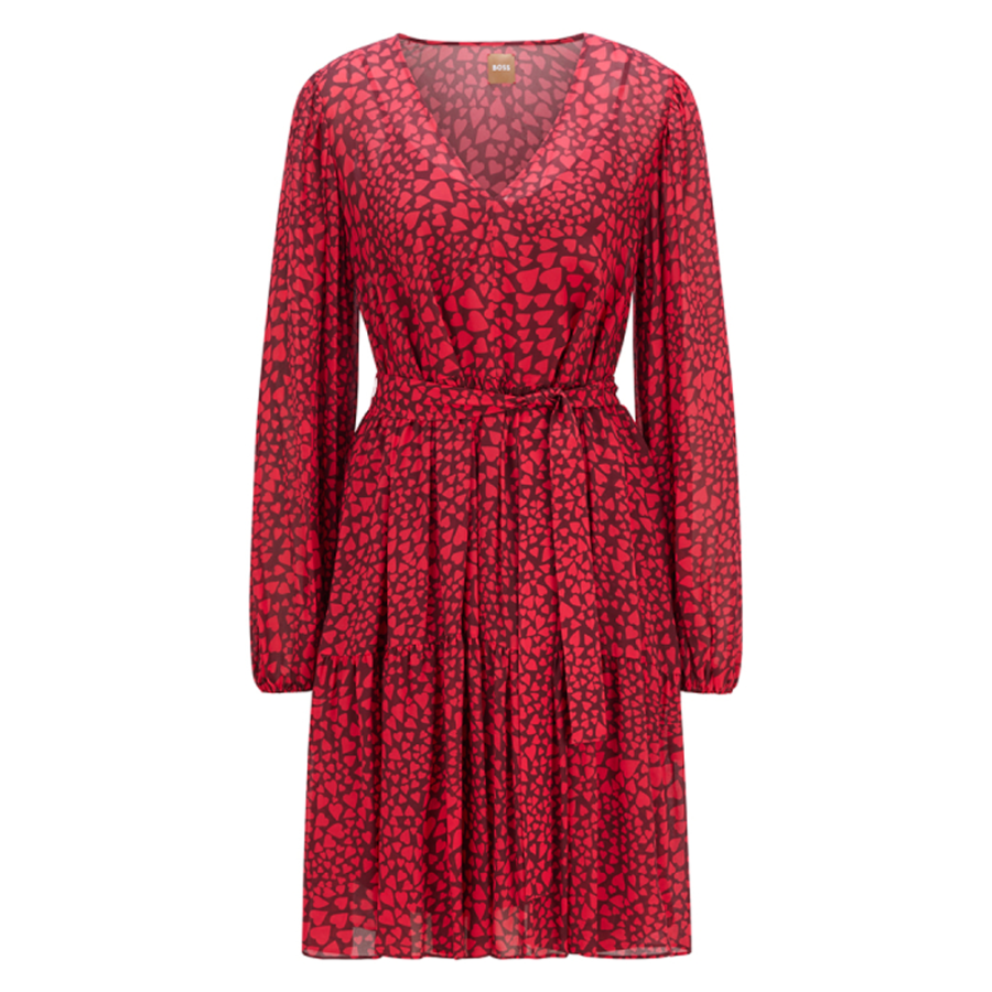 HUGO BOSS Long Sleeved Dress Women's Red