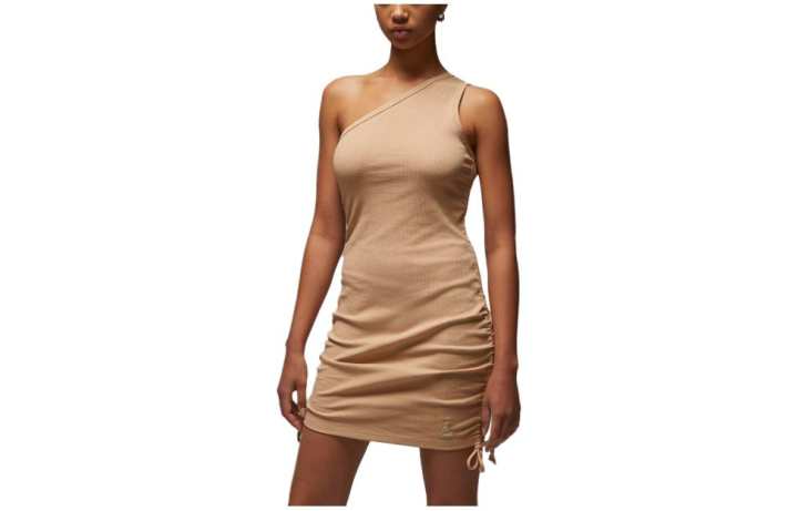 Jordan Jordan Slip Dresses Women's Khaki Asymmetrical Collar Moderate Mid Length