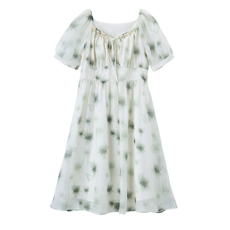XIANGYING Short Sleeved Dress Women's Green