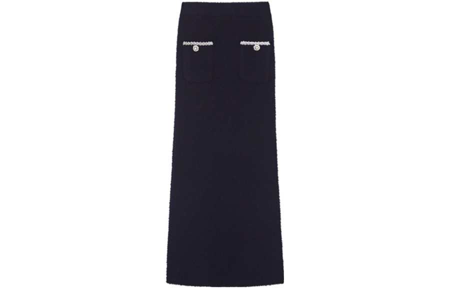 Self-portrait Self portrait Solid Color Knit Long Skirt Women's