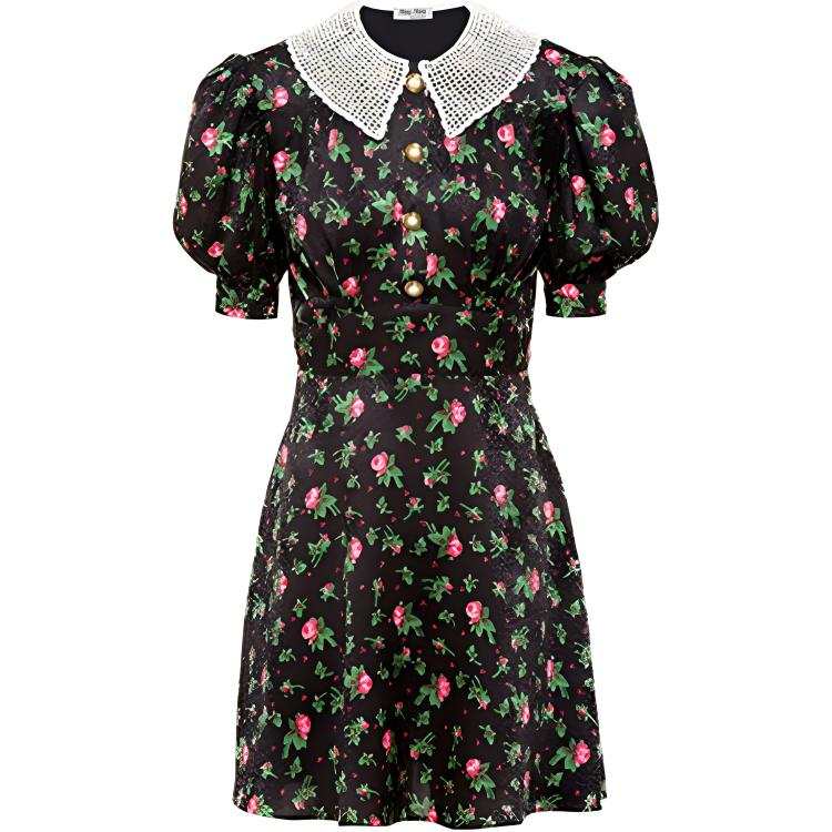 MIU MIU FW21 Short Sleeved Dress Women's Black