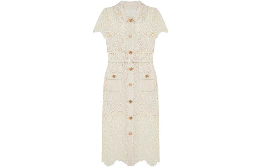 Self-portrait Self portrait Short Sleeved Dress Women's Ivory White