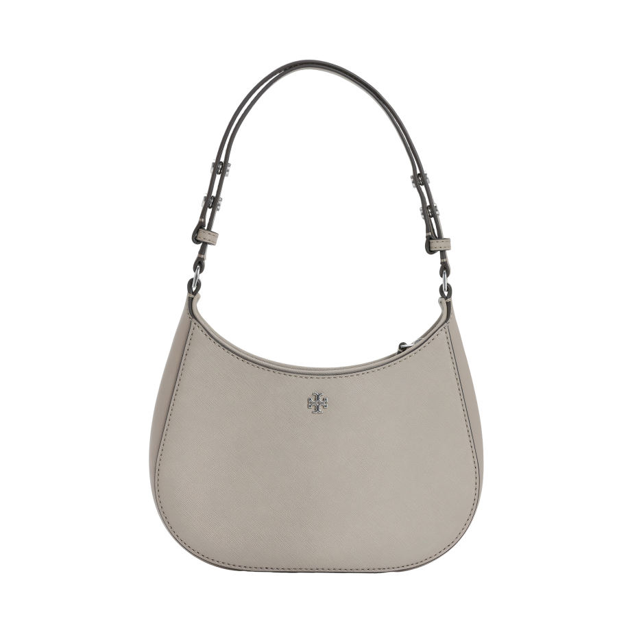 TORY BURCH Emerson Textured Cow Leather Shoulder Bag, Handbag, Shoulder Bag Small Women's Elephant Gray