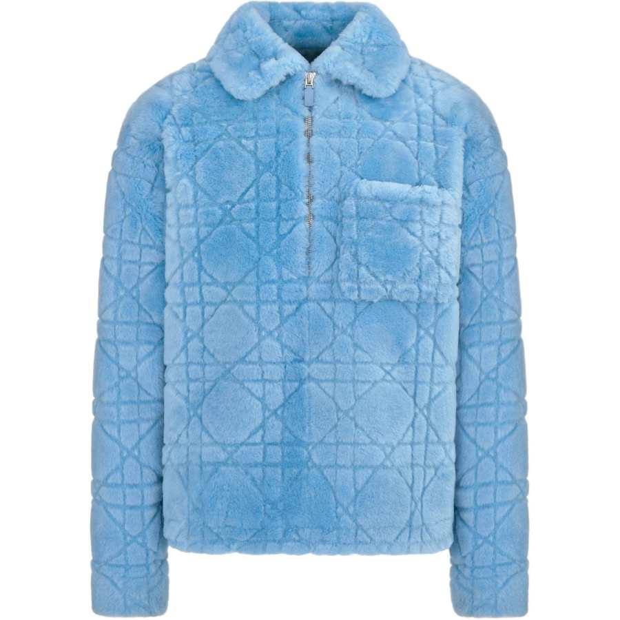 DIOR DIOR Furs Men's Blue Lapel Moderate Straight Fit