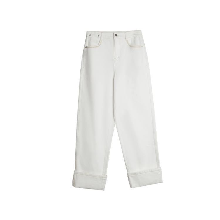ELLE Jeans Women's Ecru Moderate Straight Fit Pants