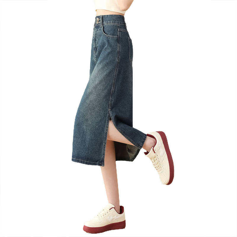 BALENO Denim Long Skirt Women's Vintage Blue