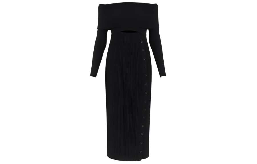 Self-portrait Off-shoulder Ribbed Midi Dress