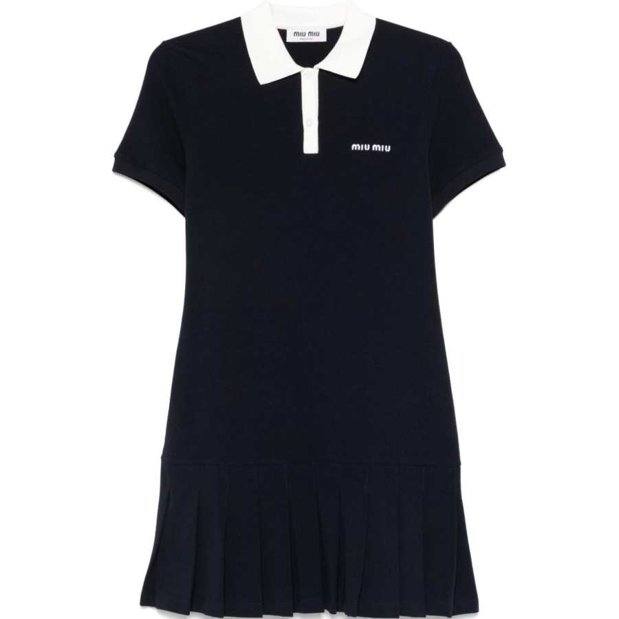 MIU MIU Logo-Embroidered Short-Sleeved Mini Polo Dress