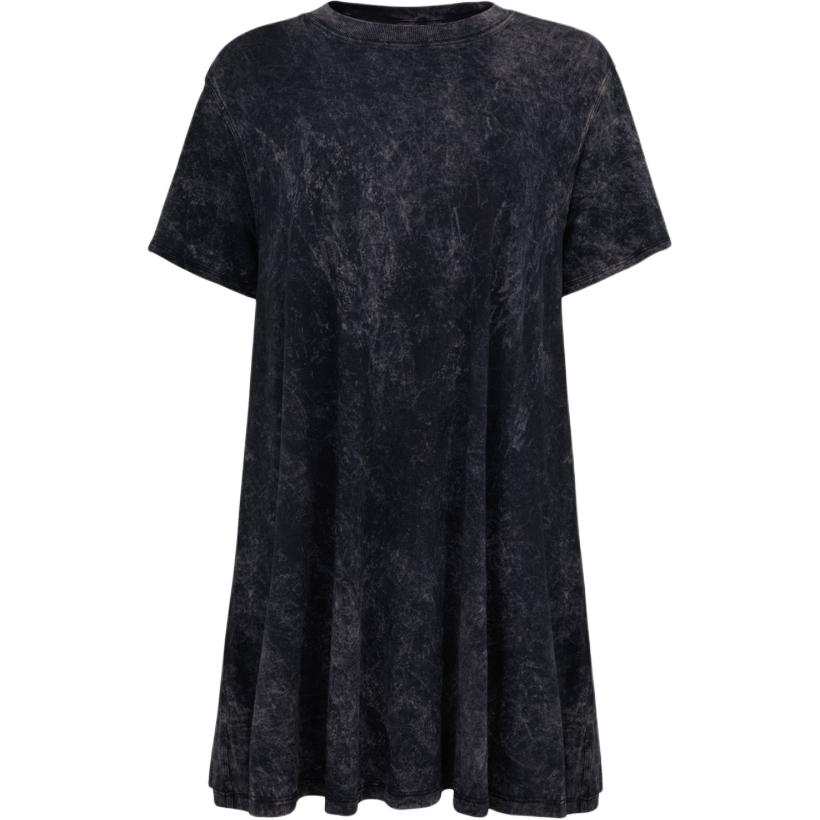Lululemon All Yours Short Sleeved Dresses Women's Black Crew Neck Moderate Mid Length