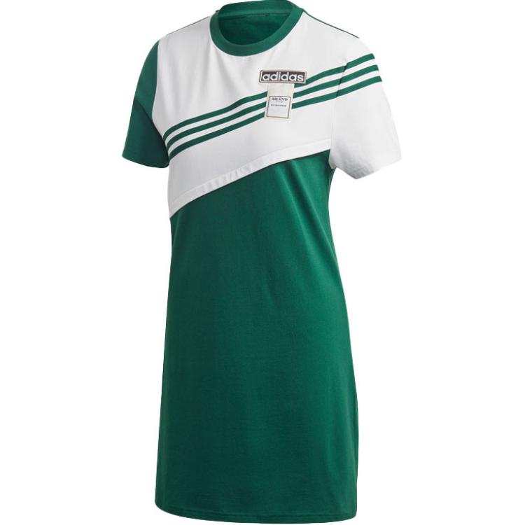 Adidas Adidas Short Sleeved Dress Women's Green/White Color