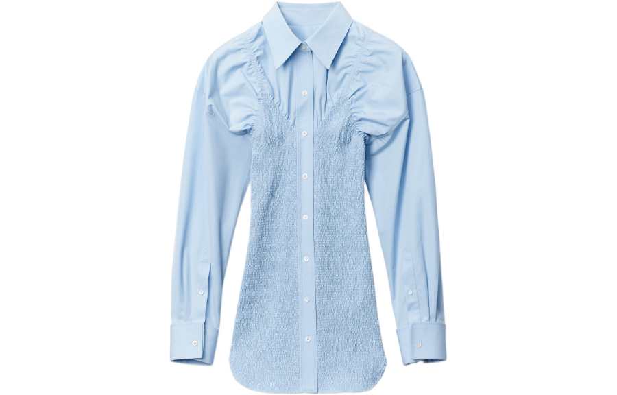 Alexander Wang Long Sleeved Dresses Women's Light Blue Polo Collar Moderate Short