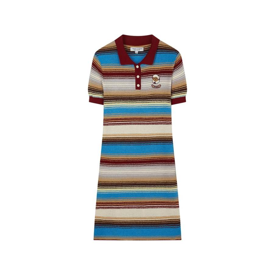 Teenie Weenie Short Sleeved Dresses Women's Color Blocking Polo Collar Moderate Short