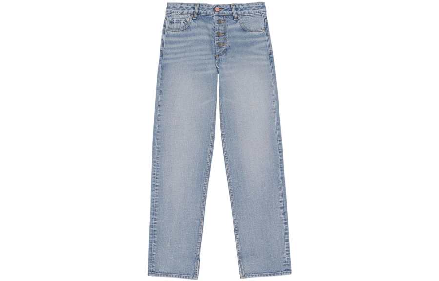GANNI Jeans Women's Blue Moderate Straight Fit Pants