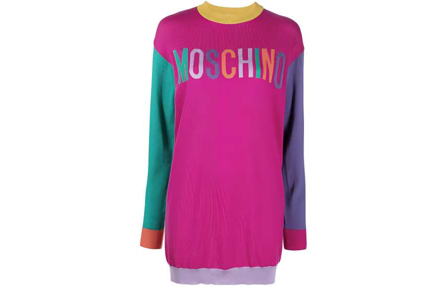 MOSCHINO Logo Printed Crewneck Jumper Dress