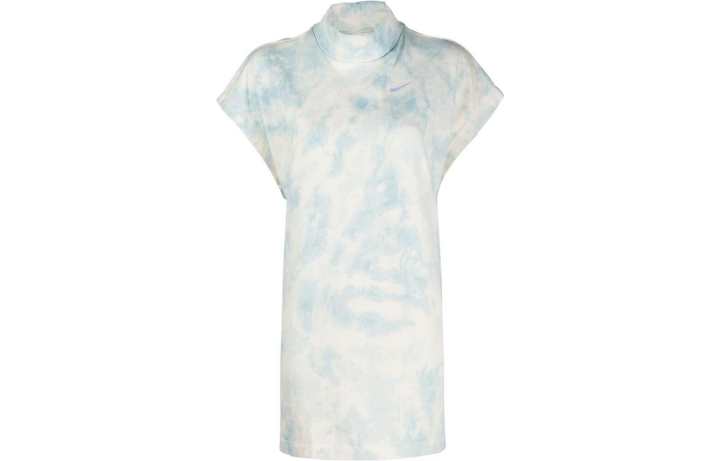Nike Nike Short Sleeved Dresses Women's Blue With White Lettering Stand Collar Moderate Mid Length