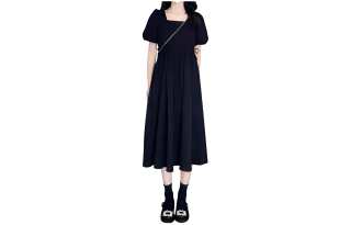 MUQINGQING Short Sleeved Dress Women's Black