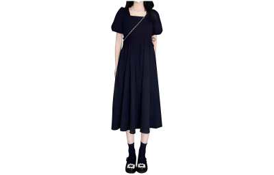 MUQINGQING Short Sleeved Dress Women's Black