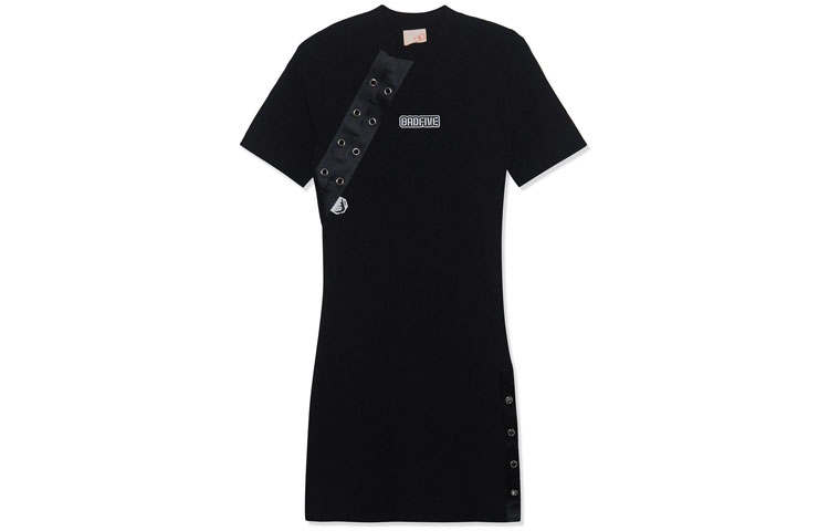 Li-Ning Li Ning BADFIVE Short Sleeved Dresses Women's Black Crew Neck Moderate Short