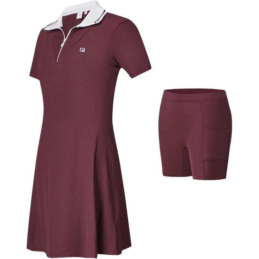 FILA Short Sleeved Dress Women's Wine Red